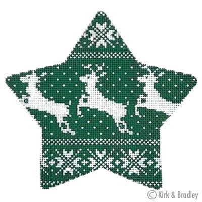 Nordic Reindeer Xmas Star Green