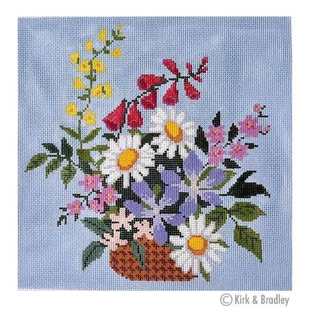 English Wildflower Basket  w/ Stitch Guide