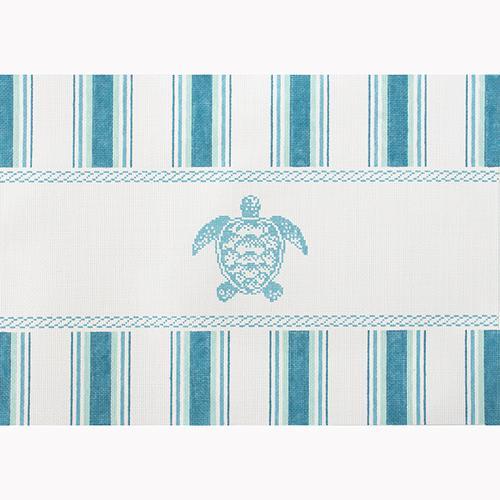 Kirk & Bradley Nautical Pillow - Aqua Turtle Canvas