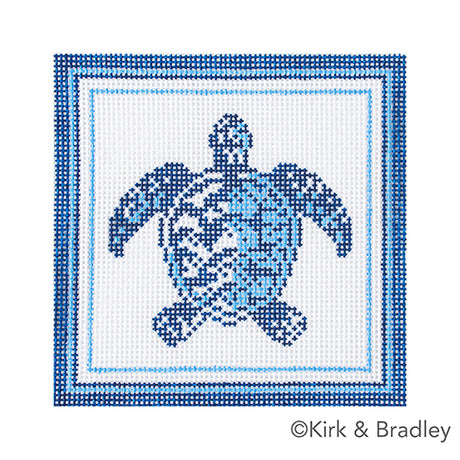 Nautical Coaster - Sea Turtle in Blue