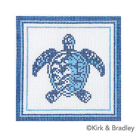 Nautical Coaster - Sea Turtle in Blue