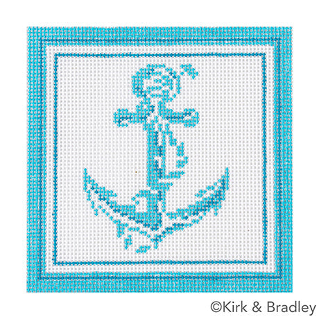 Nautical Coaster - Anchor in Aqua