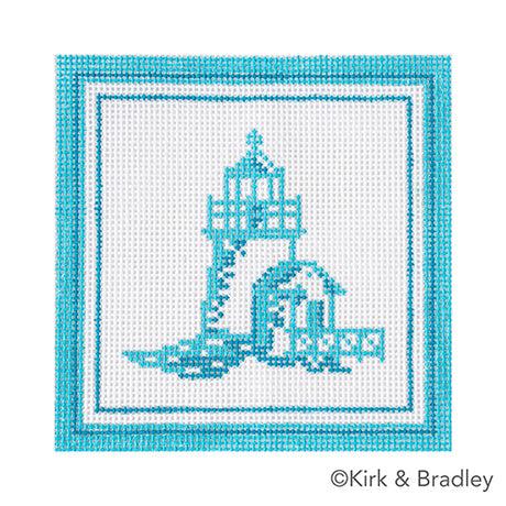 Nautical Coaster - Lighthouse in Aqua