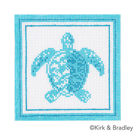 Nautical Coaster - Sea Turtle in Aqua