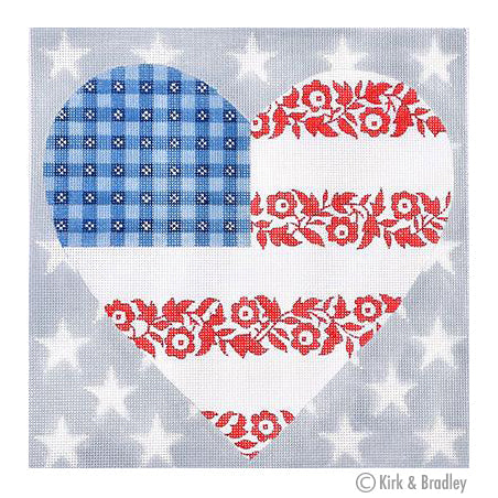 Floral Flag -  Stars & Stripes Heart