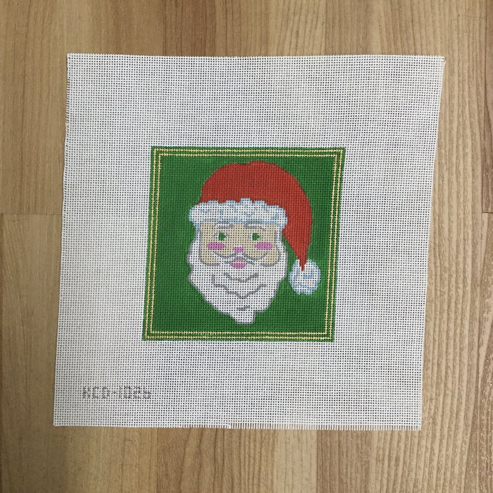 Santa on Green Sqaure  - Ornament