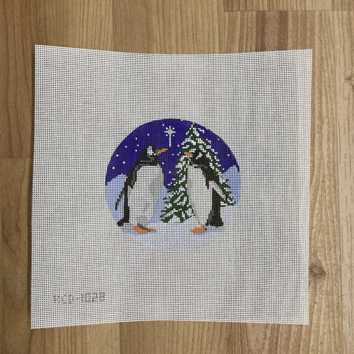 Penguins with Christmas Tree Ornament