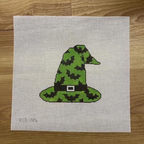 Witch's Hat Ornament - Bats on Green