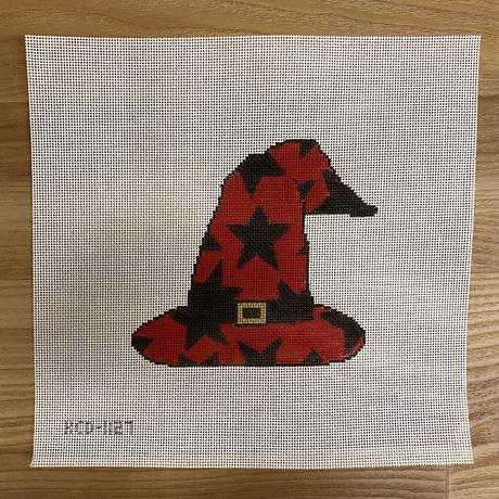 Witch's Hat Ornament - Stars on Red