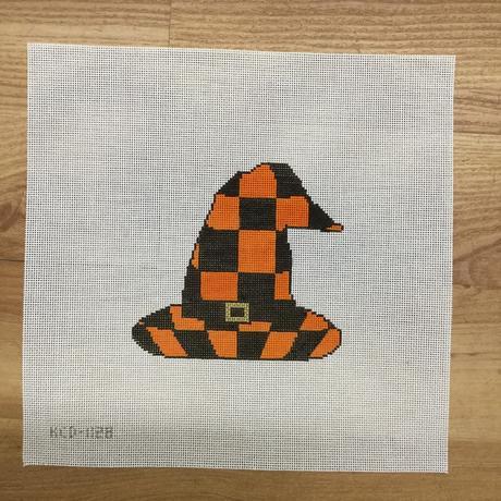 Witch's Hat Ornament - Orange & Black Check