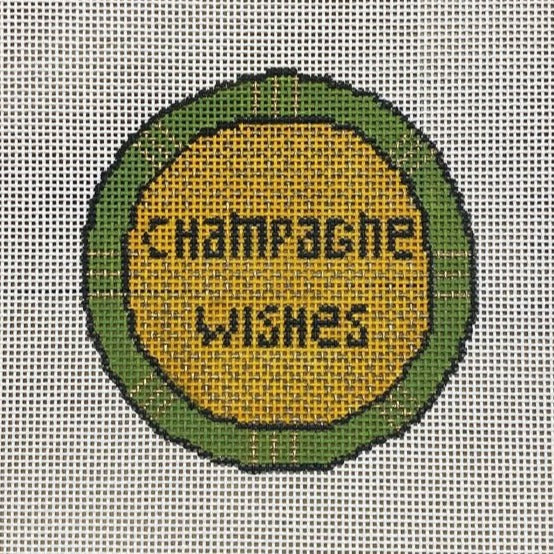 Champagne Wishes - 4.5" Round Ornament Canvas