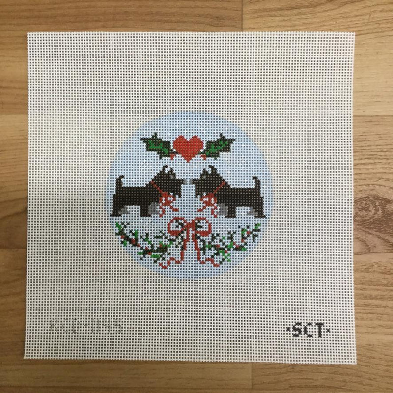 Black Scottie Christmas Round Ornament