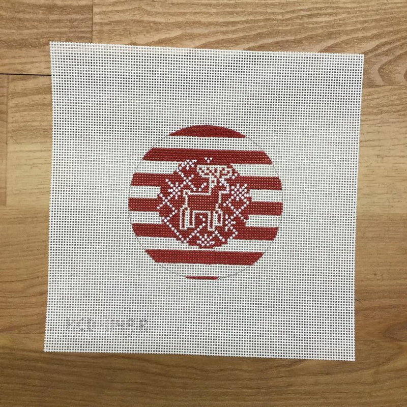 Reindeer Stripe Round - Green