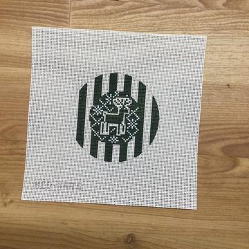 Reindeer Stripe Round - Red