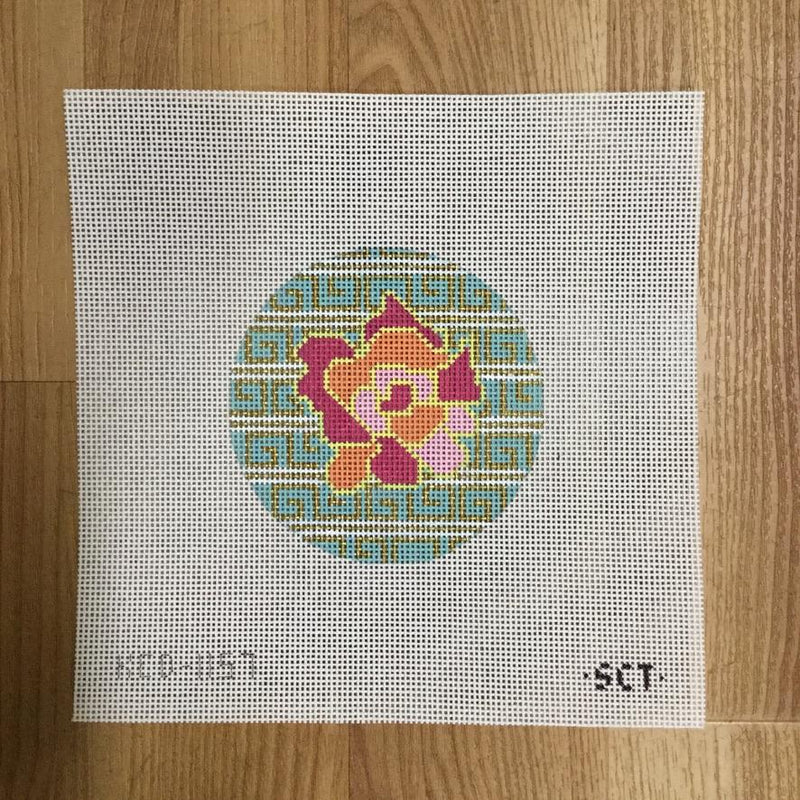 Flower on Blue and Gold Ornament