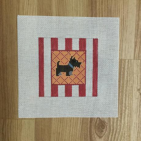 Black Scottie Striped Square