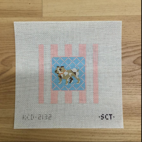 English Bulldog on Stripes