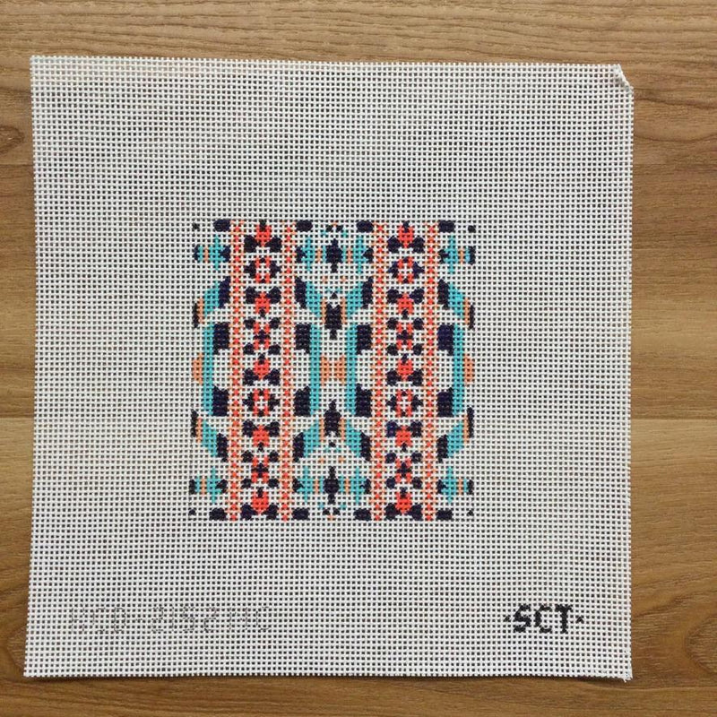 Ribbon Coaster - Navy & Coral