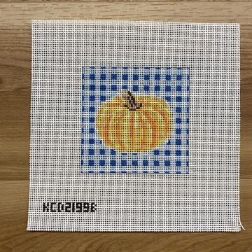 Pumpkin on Gingham - Blue