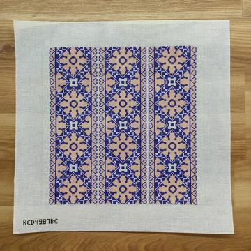 Hearts Medallion Pillow - Blue/Coral