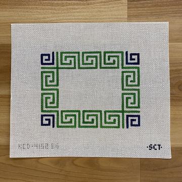 Greek Key Clutch - Blue/Green