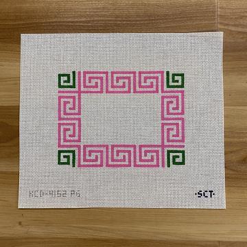 Greek Key Clutch - Pink/Green