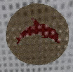 Dolphin on Solid Background - Red and Khaki