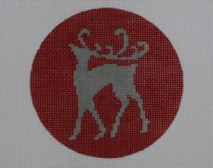 Silver Reindeer on Red