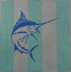 Blue Marlin on Mint Stripes