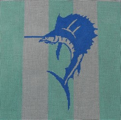 Sailfish on Mint Stripes Canvas
