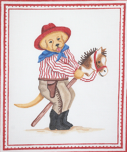 Kelly Rightsell – Yellow Dog Cowboy with Hobby Horse & Red Hat