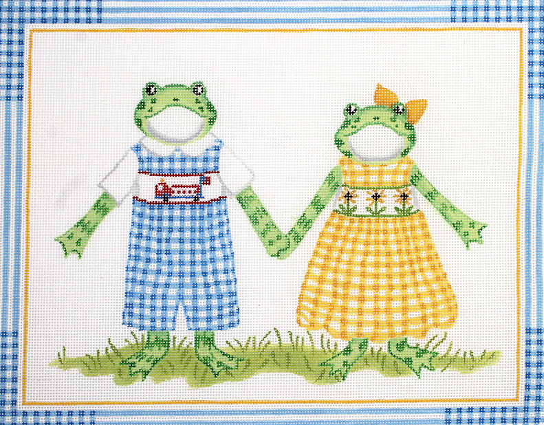 Kelly Rightsell – Boy Frog in Blue Gingham and Girl Frog in Yellow Gingham