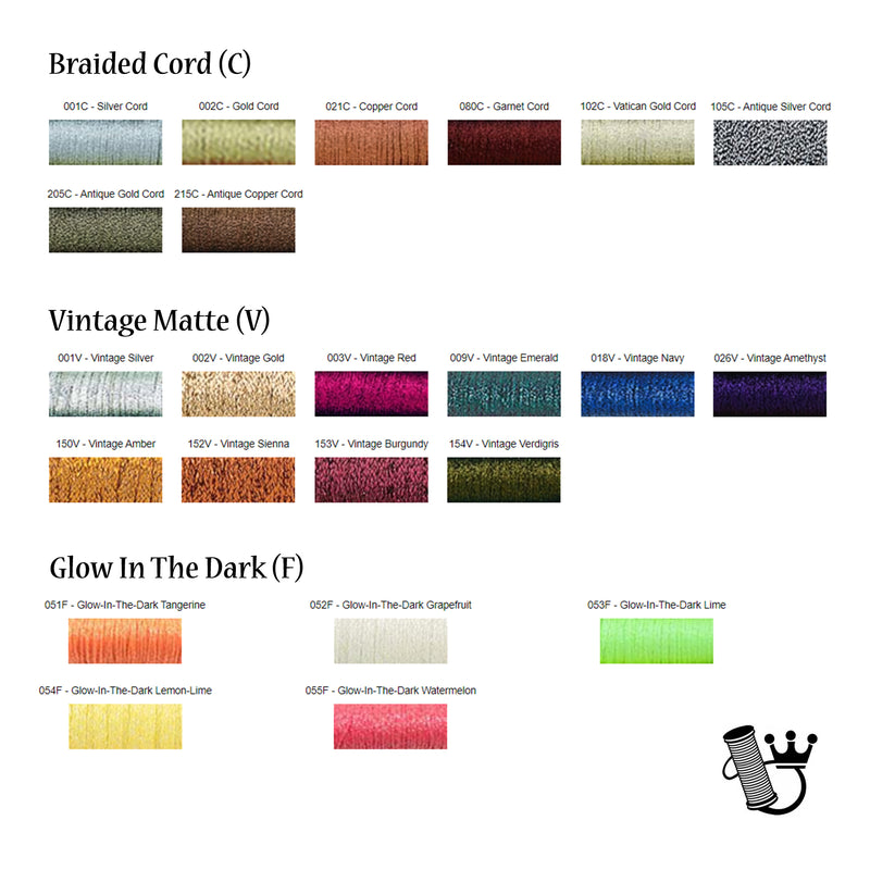 Kreinik Spools #8 Fine Braid (001 - 055)