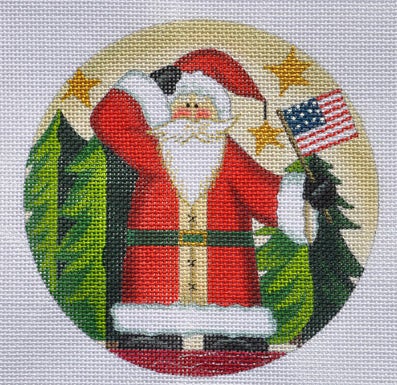 Santa with Flag Ornament