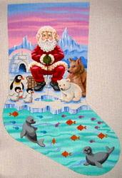 Ice Fishing Santa Stocking