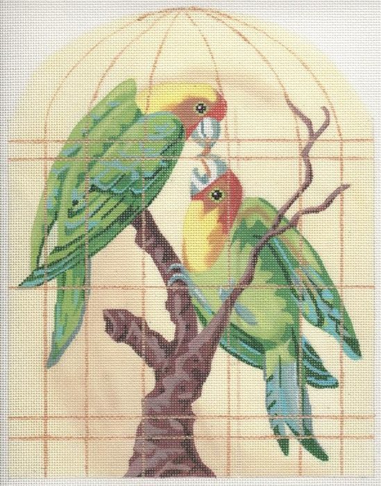 Parrots in Golden Cage