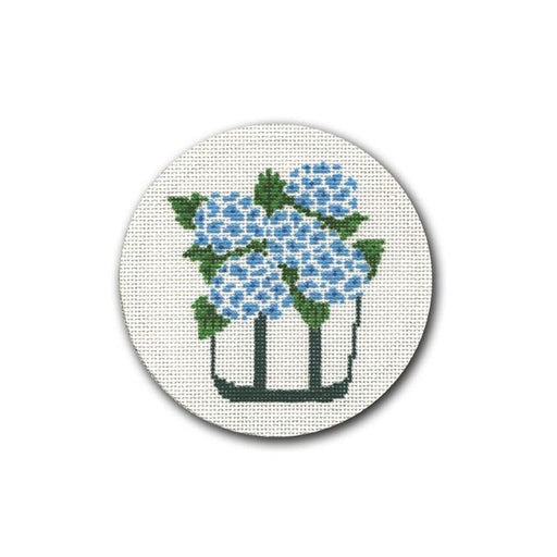 Blue Bow with Flowers Handpainted 18 Mesh Needlepoint Canvas with Threads