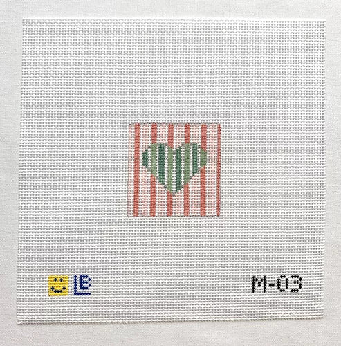 Lauren Bloch Designs Sage Green Heart-Melon Stripes Canvas