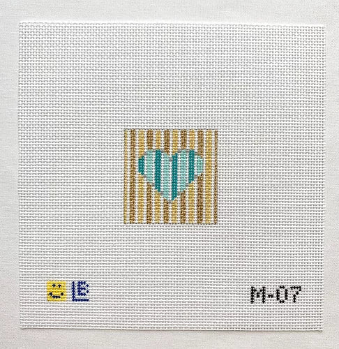 Turquoise Heart-Gold Stripes