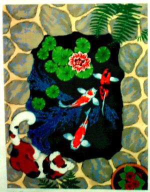 Cat and Koi Fish Rug