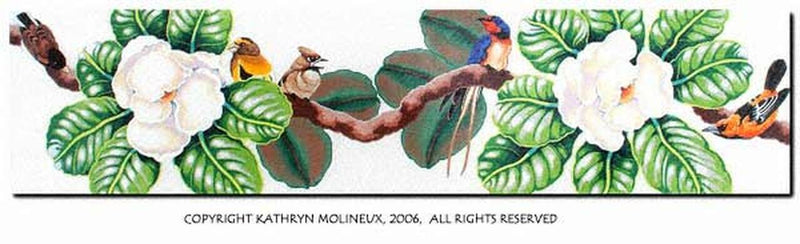 Table Runner: Magnolia w/ Birds