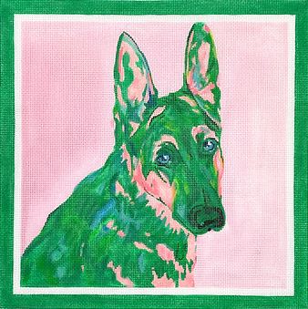 Megan Carn – German Shepherd – greens & pinks