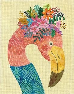 Mia Charro – Flamingo in Turquoise Top – on butter yellow