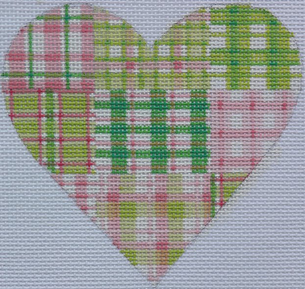 Mini Heart – Madras Patchwork – pinks & greens