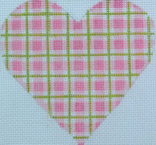 Mini Heart – Plaid – pinks w/ lime (w/ stitch guide)