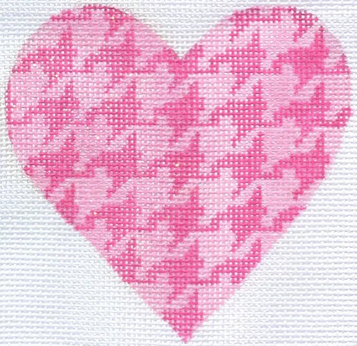 Mini Heart – Houndstooth – sparkly pink on pink