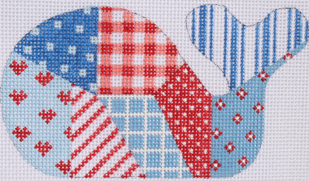Mini Whale – Patchwork – red, white & blue