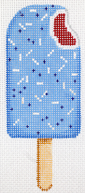 Mini Patriotic Popsicle w/ Sprinkles – blue outside w/ red/white inside