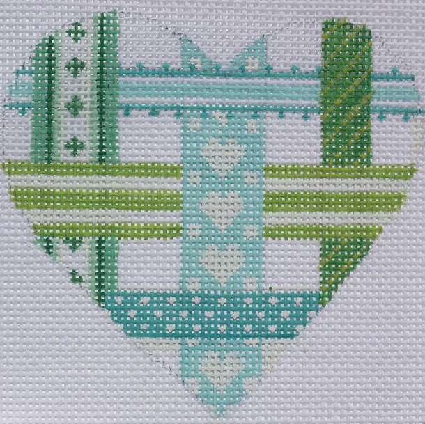 Mini Heart – Woven Ribbons – soft turquoise & greens