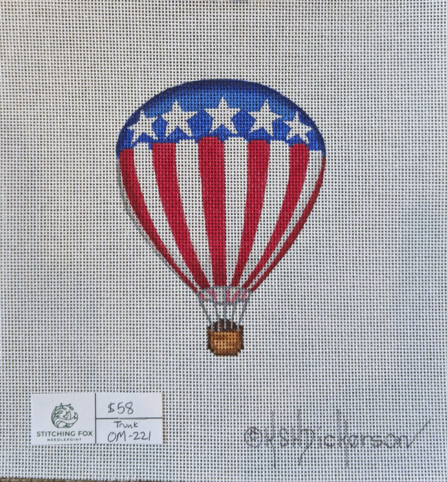 Mini Patriotic Hot Air Balloon – red & white stripes & blue w/ white stars